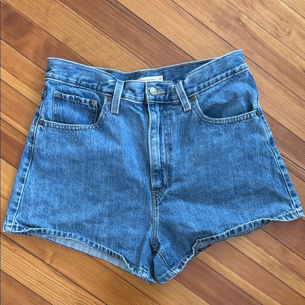 Levi's High Waisted Mom Blue Denim Shorts